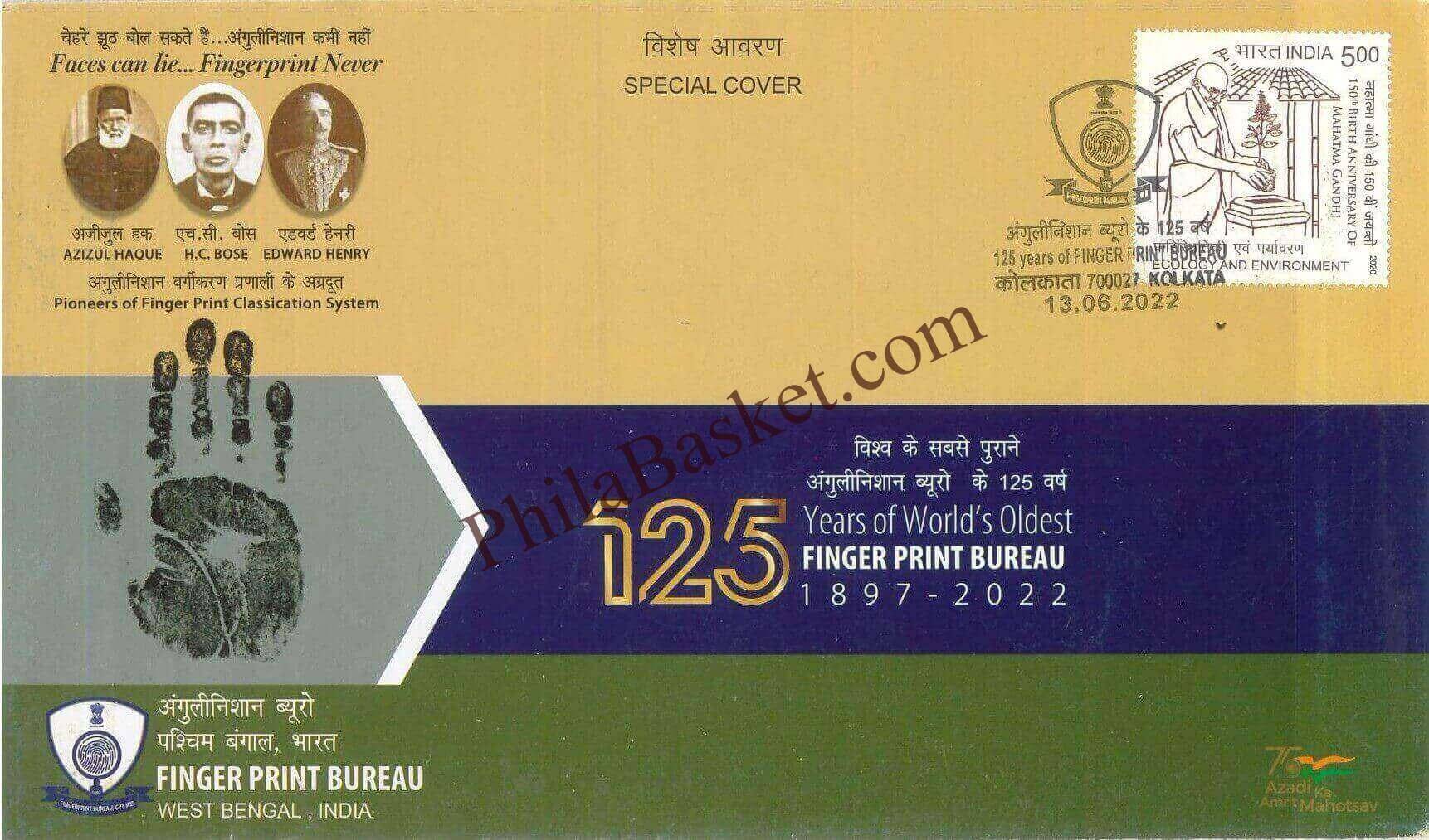 #SC1194 - 125 Years of Worlds oldest Finger Print Bureau by West Bengal circle - Special Cover - India - 13 Jun 2022