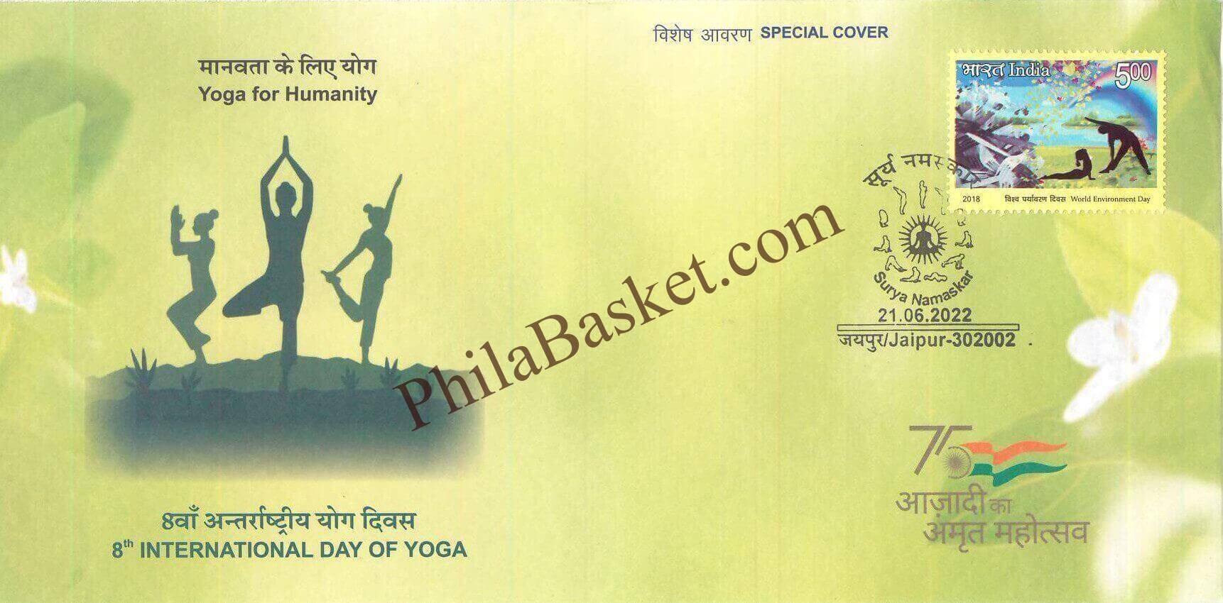 #SC1195 - Surya Namaskar - 8th International Day of Yoga by Rajasthan circle - Special Cover - India - 21 Jun 2022
