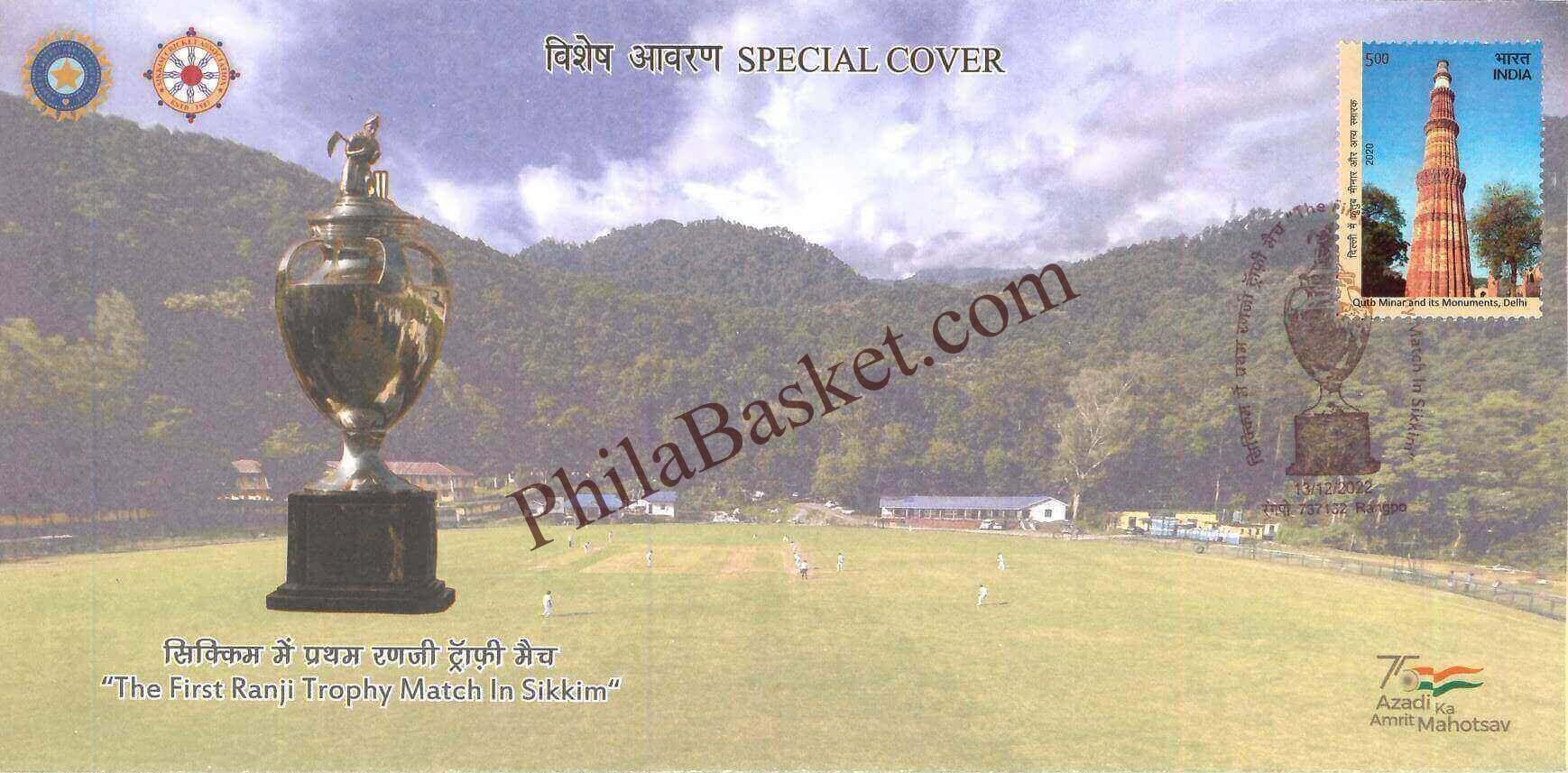 #SC1216 - The First Ranji Trophy Match in Sikkim by Sikkim circle - Special Cover - India - 13 Dec 2022