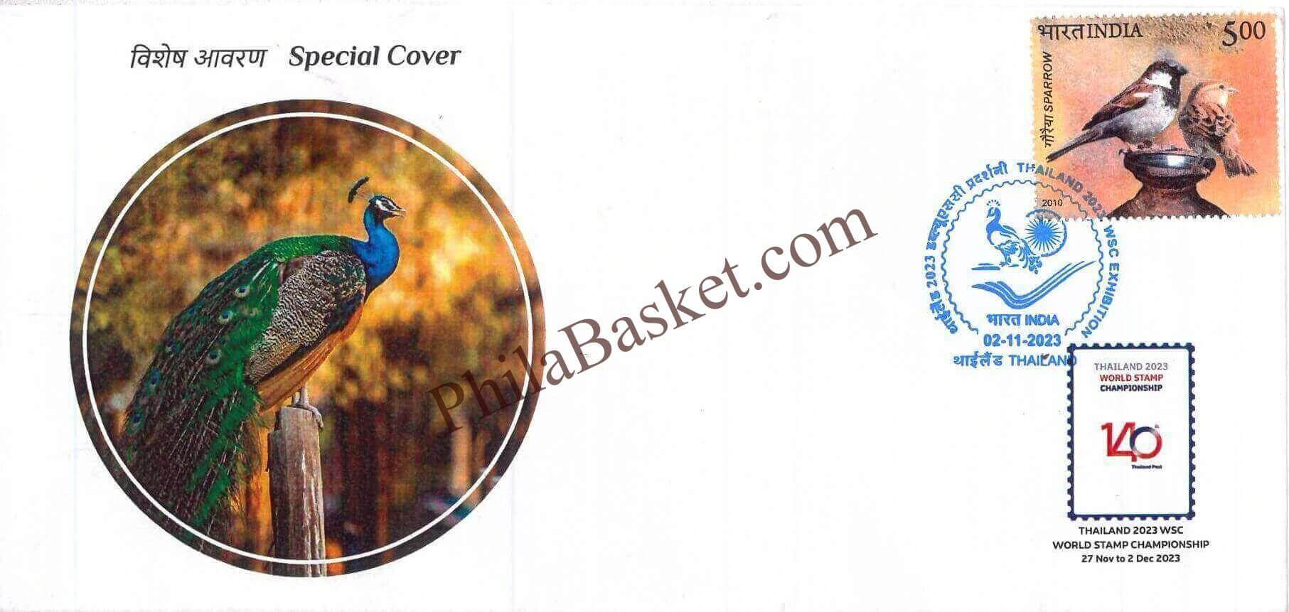 #SC1244 - Peacock - National Bird of India, Released During Thailand International Exhibition 2023 - Special Cover - Thailand - 02 Dec 2023