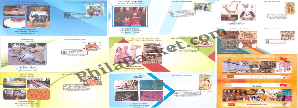 #SC172 - Geographical Indication of Rajasthan By Rajasthan Circle (Set of 8) - Special Cover - India - 18 Aug 2021