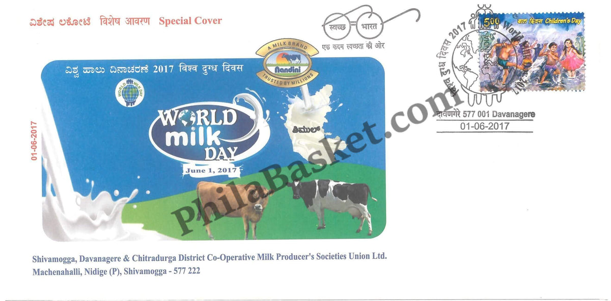 #SC272 - World Milk Day by Karnataka Circle - Special Cover - India - 01 Jun 2017