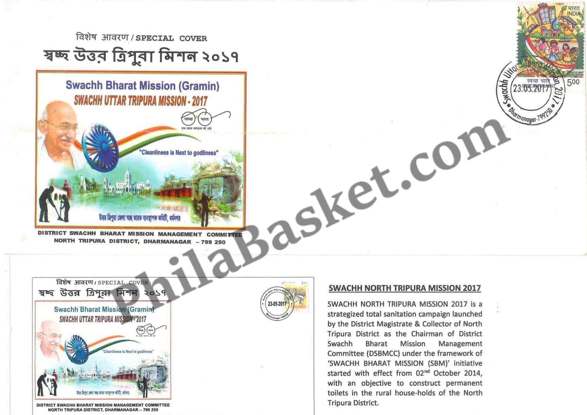 #SC547 - Swachh Uttar Tripura Mission 2017 by Tripura circle - Special Cover - India - 23 May 2017