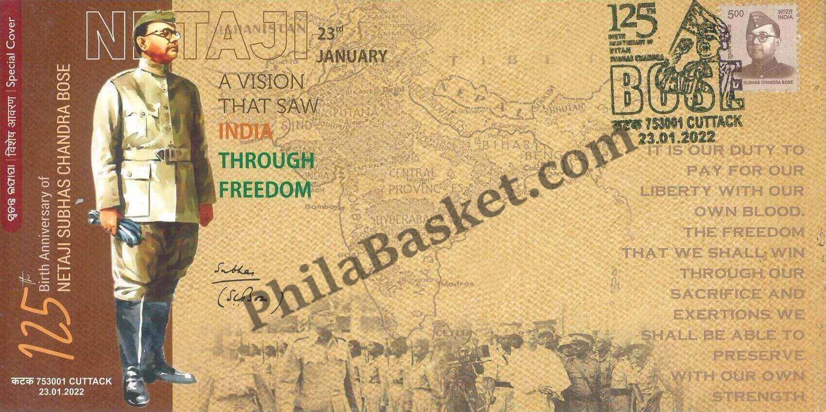#SC795 - 125 Birth Anniversary of Netaji Subhash Chandra Bose by Odisha circle - Special Cover - India - 23 Jan 2022