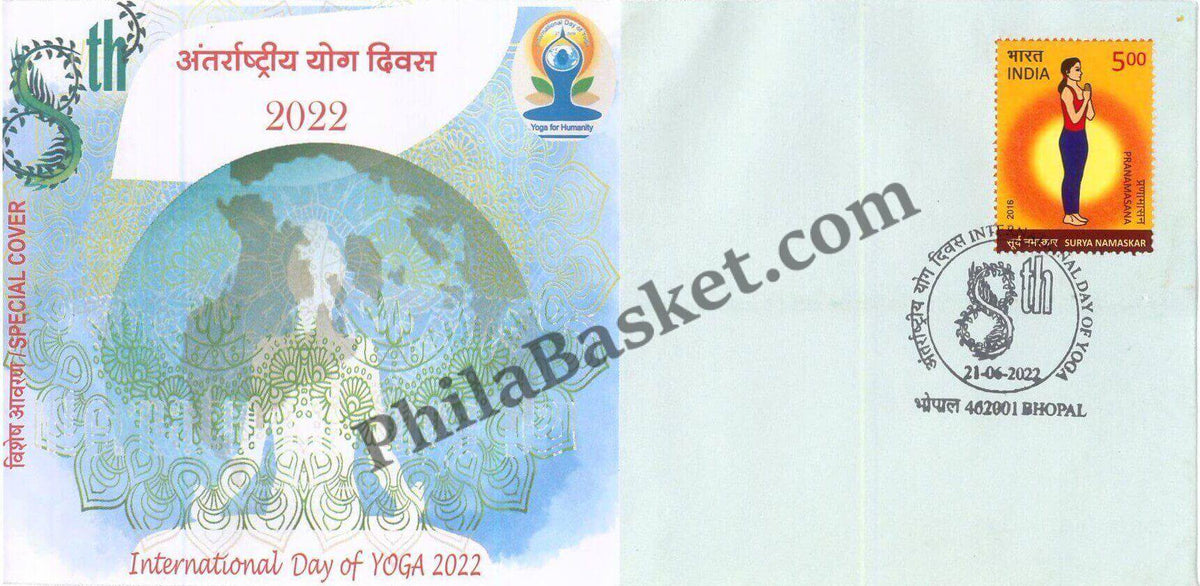 #SC802 - International Day of Yoga 2022 with relevent stamp by Madhya Pradesh circle - Special Cover - India - 21 Jun 2022
