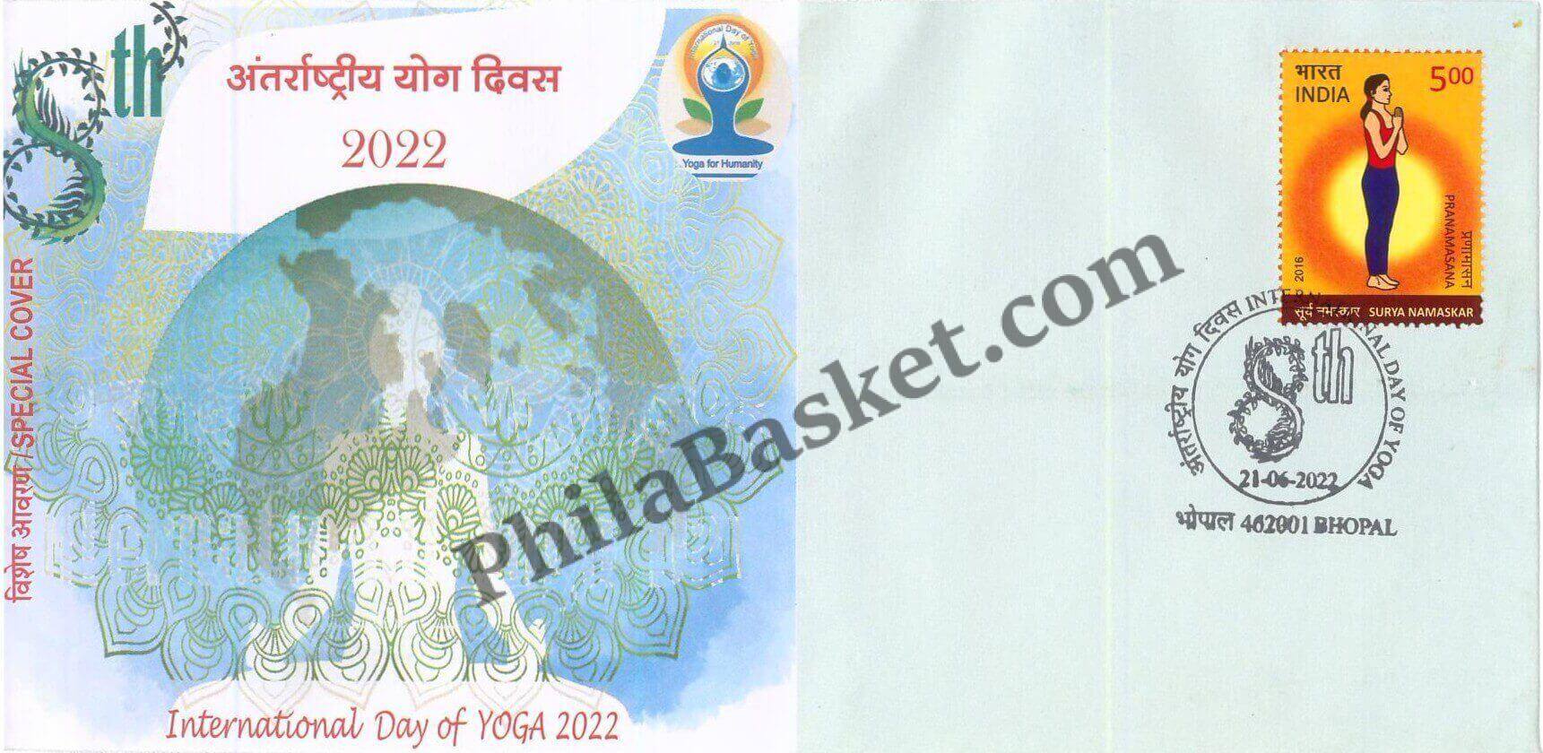 #SC802 - International Day of Yoga 2022 with relevent stamp by Madhya Pradesh circle - Special Cover - India - 21 Jun 2022