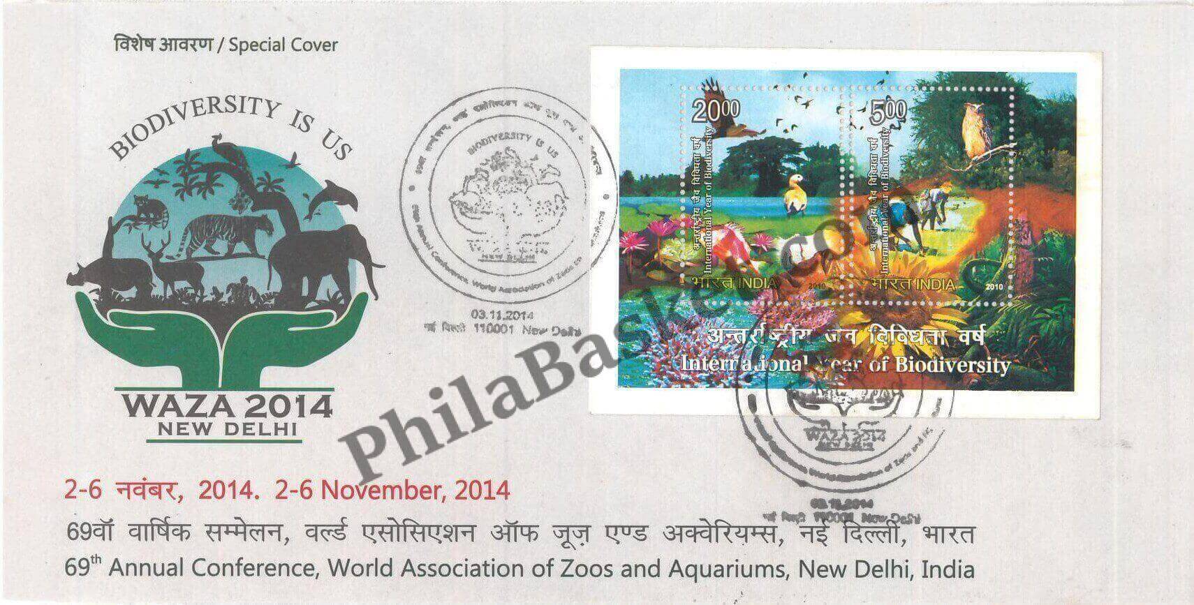#SC940 - Biodiversity is US - World Association of Zoos & Aquariums by New Delhi circle - Special Cover - India - 03 Nov 2014