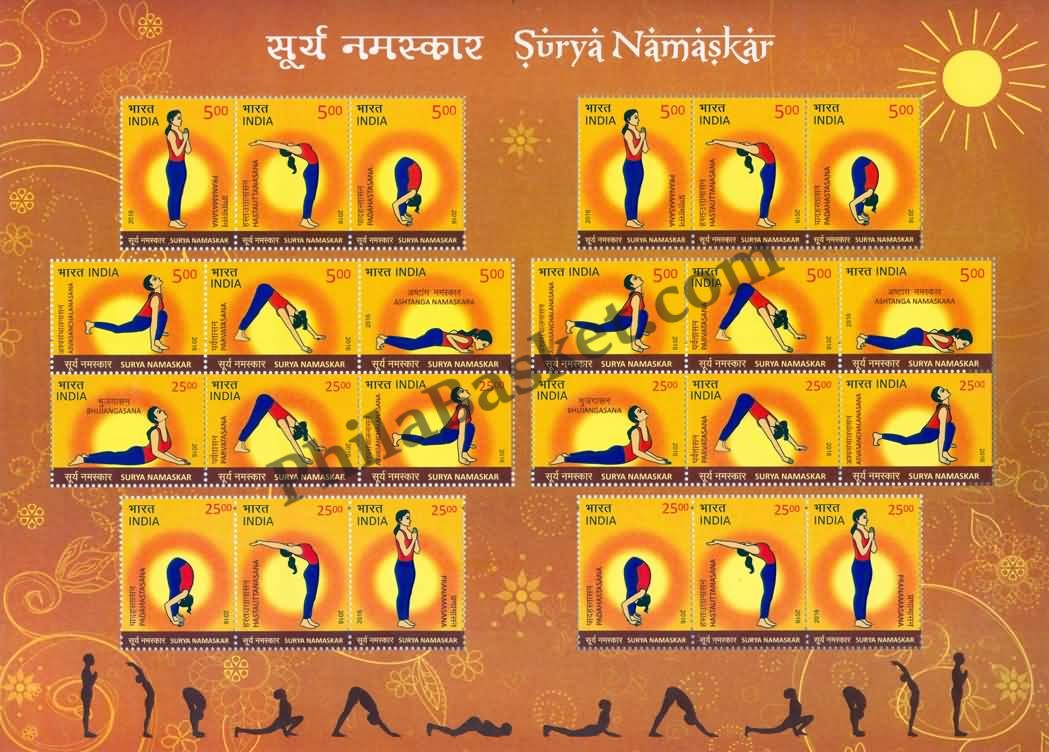 #SL104 SURYA NAMASKAR SHEETLET MNH INDIA 2016