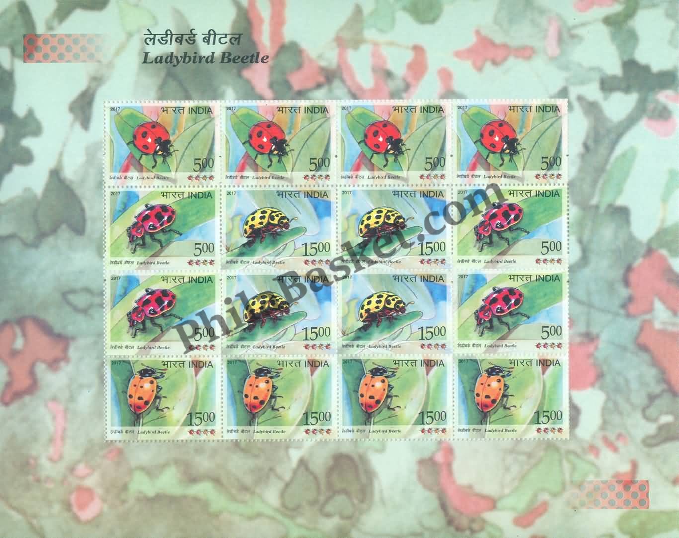 #FS1814-Ladybird Beetle - Sheetlet Form - FullSheet India MNH - 2017
