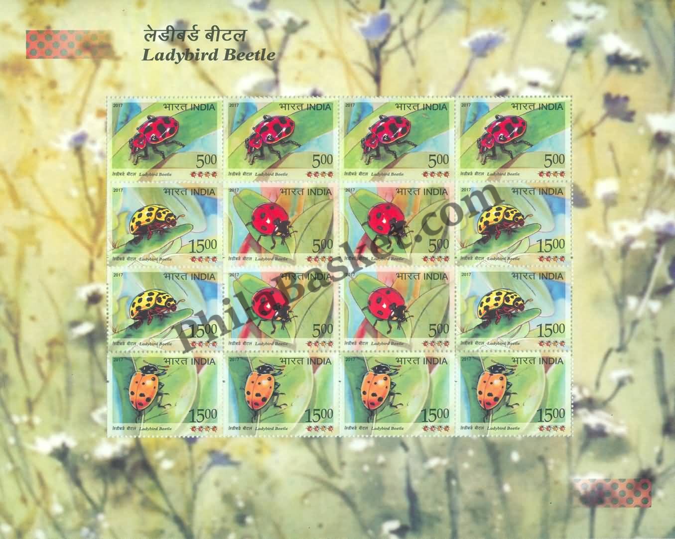 #FS1814-Ladybird Beetle - Sheetlet Form - FullSheet India MNH - 2017
