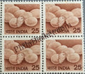 #DBK125 - Poultry Ashokan Watermark Definitive Block of Four Stamp India 6th Series Rural Prosperity (21)