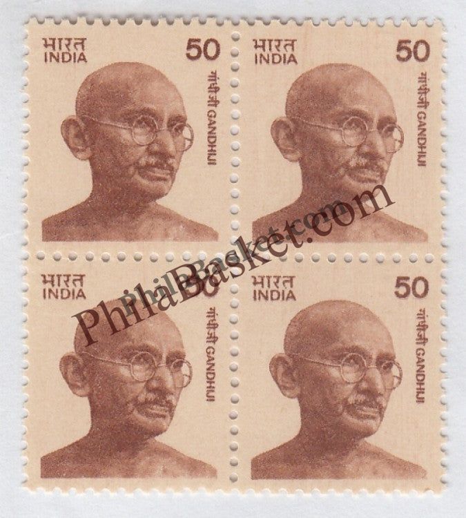 #DBK141 - Gandhi Definitive Block of Four Stamp India Gandhi Nehru Series