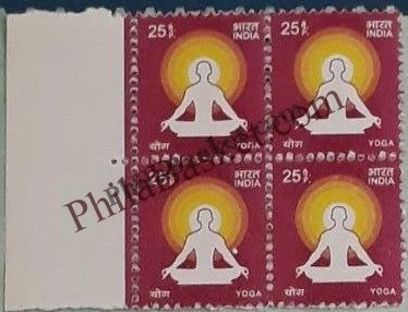 #DBK190 - Yoga Ashokan Watermark Definitive Block of Four Stamp India 11th Series Makers of India (28) 01 Jan 2016