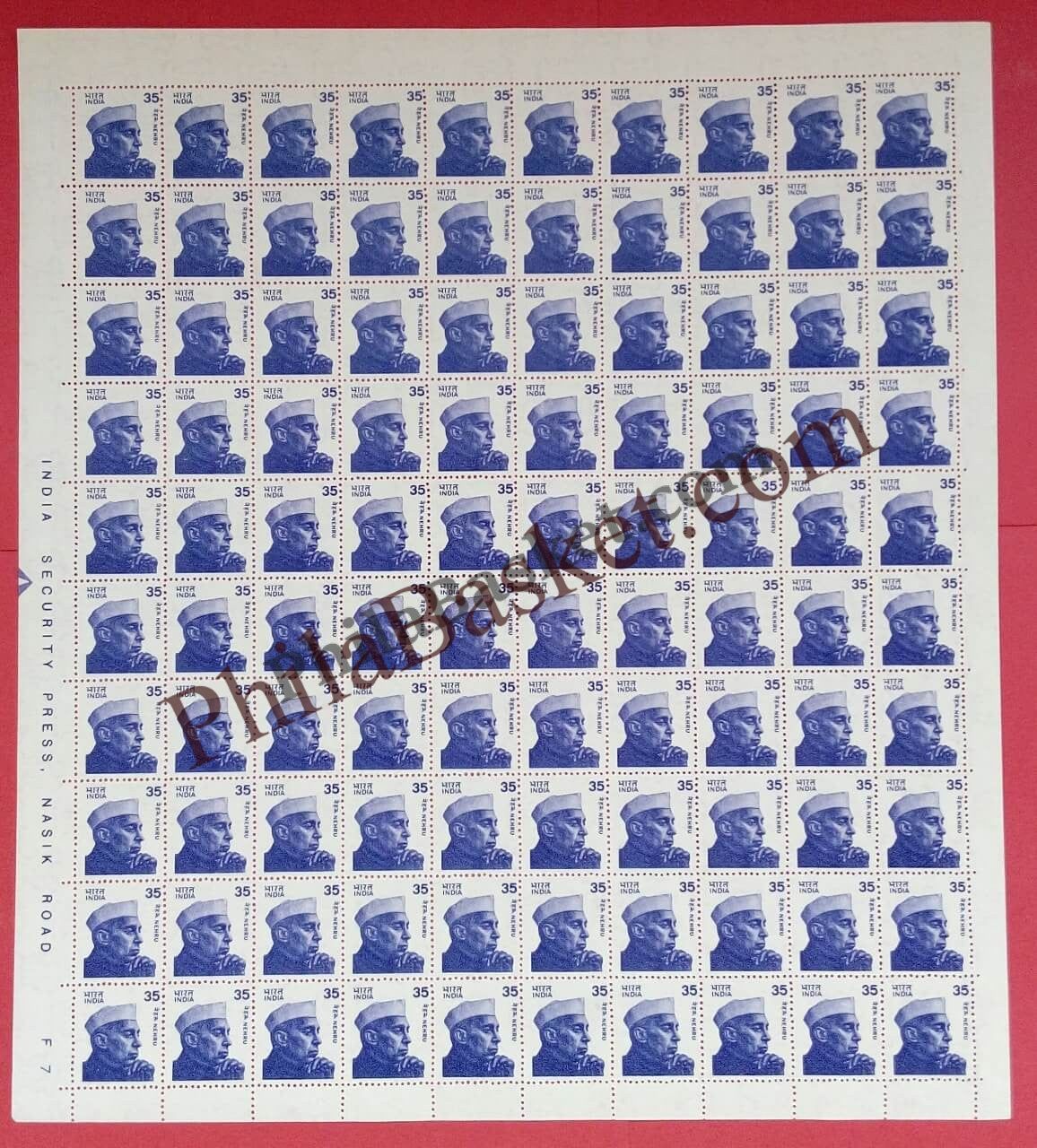 #DFS148 - Nehru Definitive FullSheet Stamp India Gandhi Nehru Series