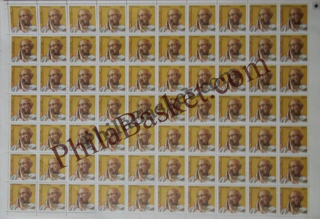 #DFS189 - Mahatma Gandhi (Special Definative) Ashokan Watermark Definitive FullSheet Stamp India 10th Series Builders of Modern India (13) 02 Oct 2009