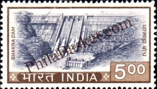#DST114 - Bhakra Nagal Dam Definitive Stamp India 5th Series Agriculture, Tourism, Export Promotion (17)