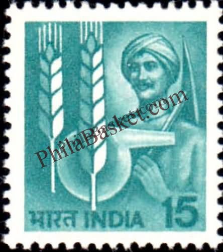 #DST123 - Technology in Agriculture -INDIA GOVT in sheet. Photogravure Large Star Watermark Definitive Stamp India 6th Series Rural Prosperity (21) 03 Oct 1980