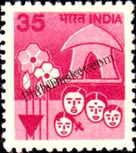 #DST128 - Family Planning Ashokan Watermark Definitive Stamp India 6th Series Rural Prosperity (21)