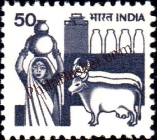 #DST129 - Dairy Ashokan Watermark Definitive Stamp India 6th Series Rural Prosperity (21)