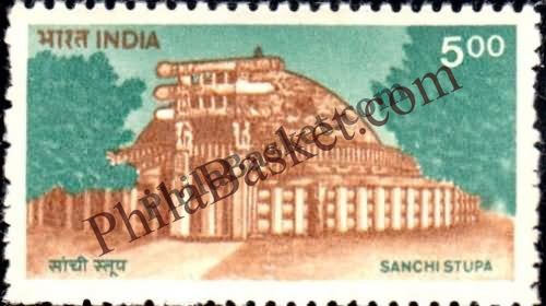 #DST161 - Sanchi Stupa Ashokan Watermark Definitive Stamp India 8th Series Family Planning, Energy Conservation & Technology (7) 04 Apr 1994