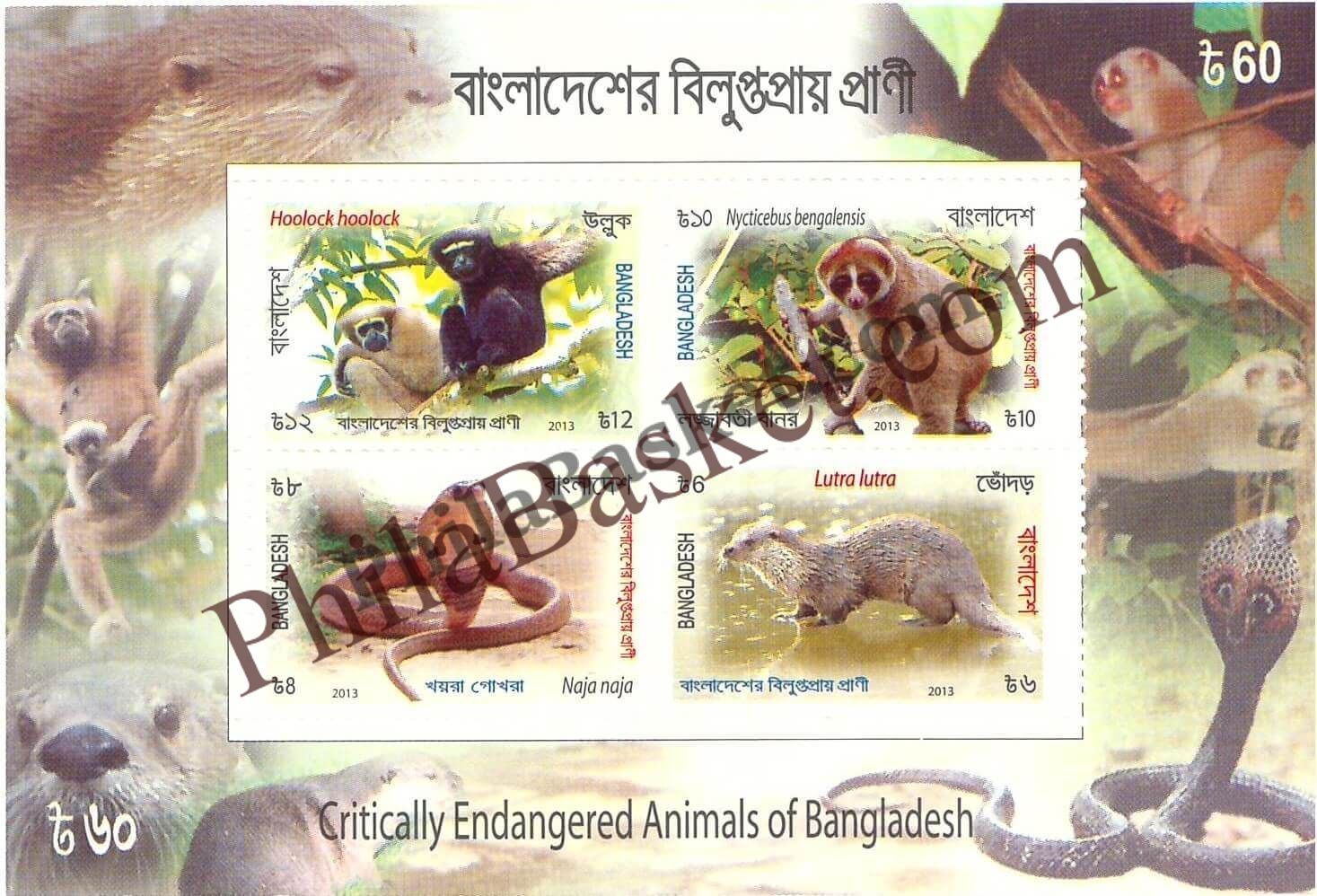 #FI13 - Critically Endangered Animals of Bangladesh - Miniature Sheet - Bangladesh - 2013