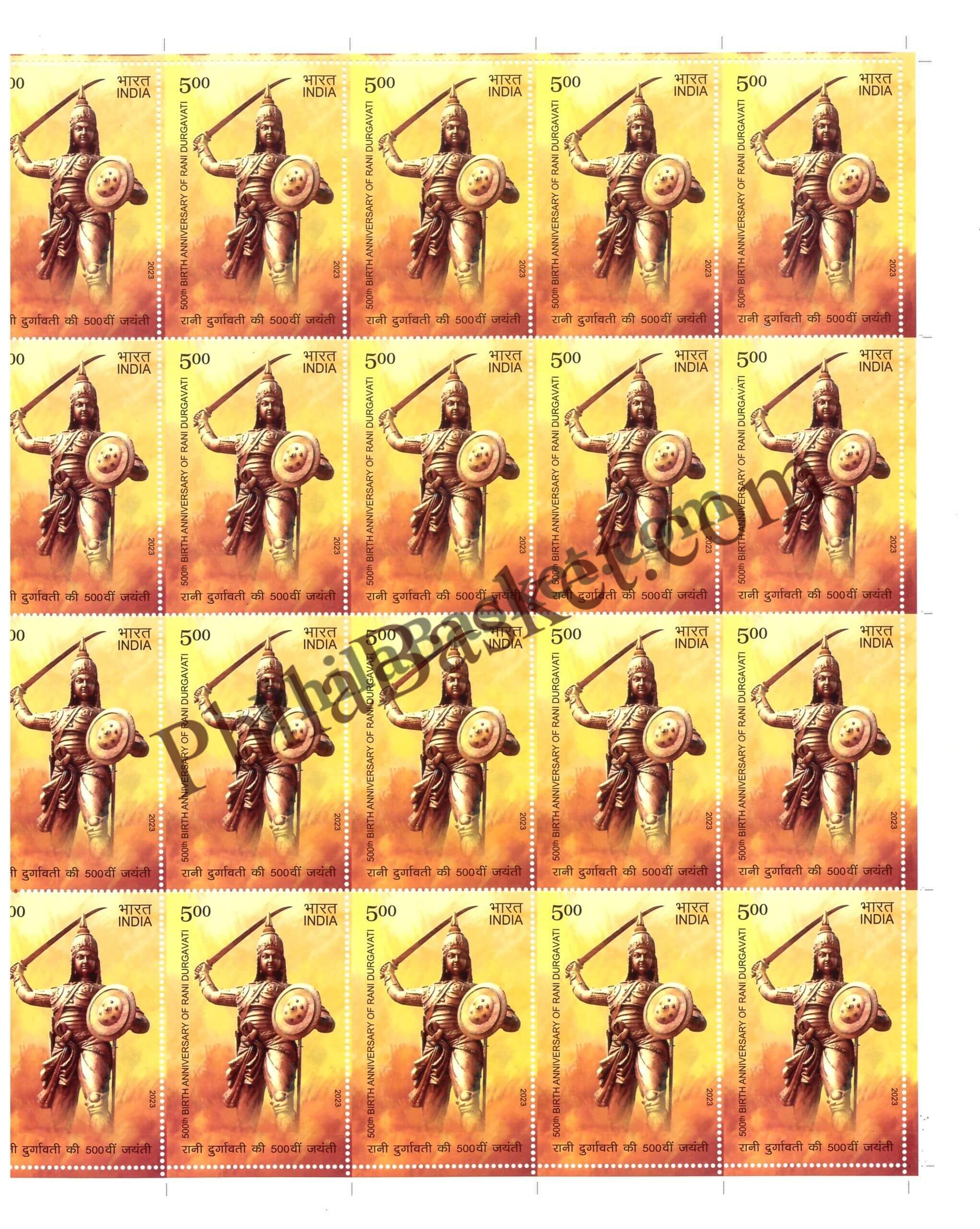 #FS2020 - 500th Birth Anniversary of Rani Durgavati - Fullsheet - India MNH - 05 Oct 2023
