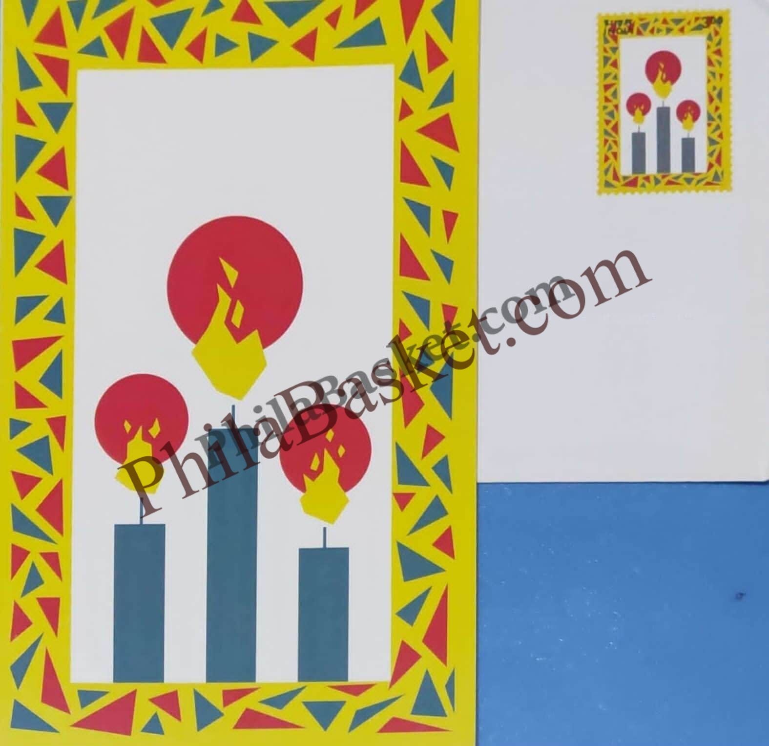#GS15 - Three Candles - 3 Rs Envelop With Card - Diwali - Greeting Card India - 1st Series (32 Cards) - 6 Sep 2000