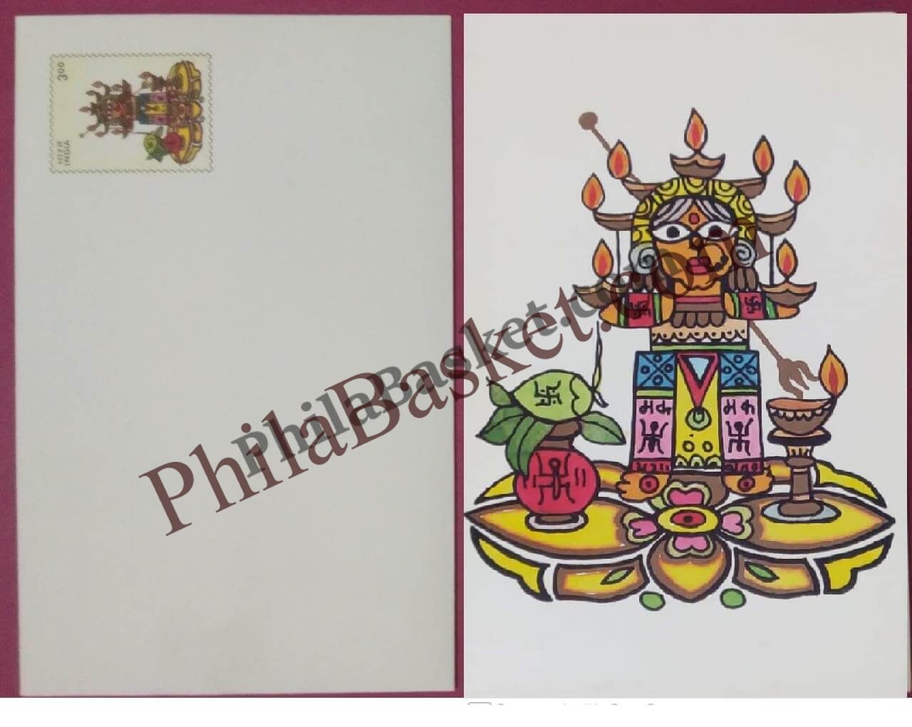 #GS17 - Goddess - 3 Rs Envelop With Card - Diwali - Greeting Card India - 1st Series (32 Cards) - 6 Sep 2000