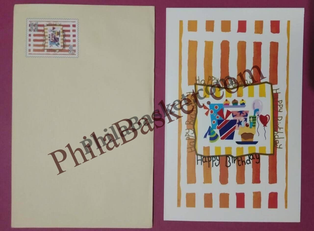 #GS204 - Birthday - 5 Rs Envelop With Card - General Purpose - Greeting Card India - 11th Series (46 Cards) - 18 Oct 2002