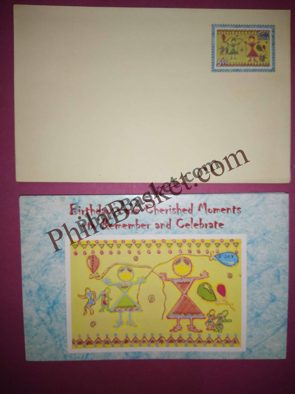 #GS206 - Birthday - 5 Rs Envelop With Card - General Purpose - Greeting Card India - 11th Series (46 Cards) - 18 Oct 2002