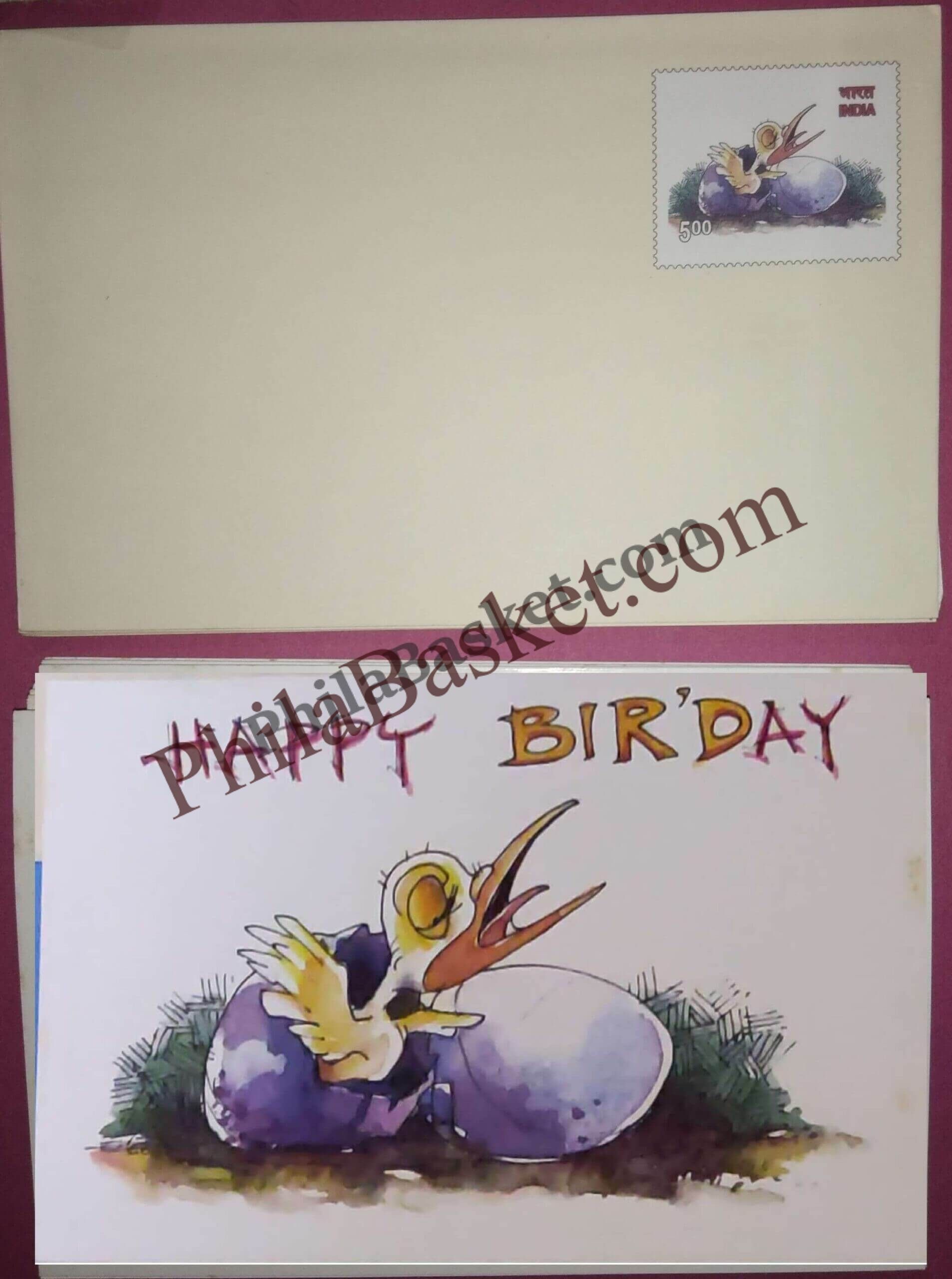 #GS208 - Birthday - 5 Rs Envelop With Card - General Purpose - Greeting Card India - 11th Series (46 Cards) - 18 Oct 2002