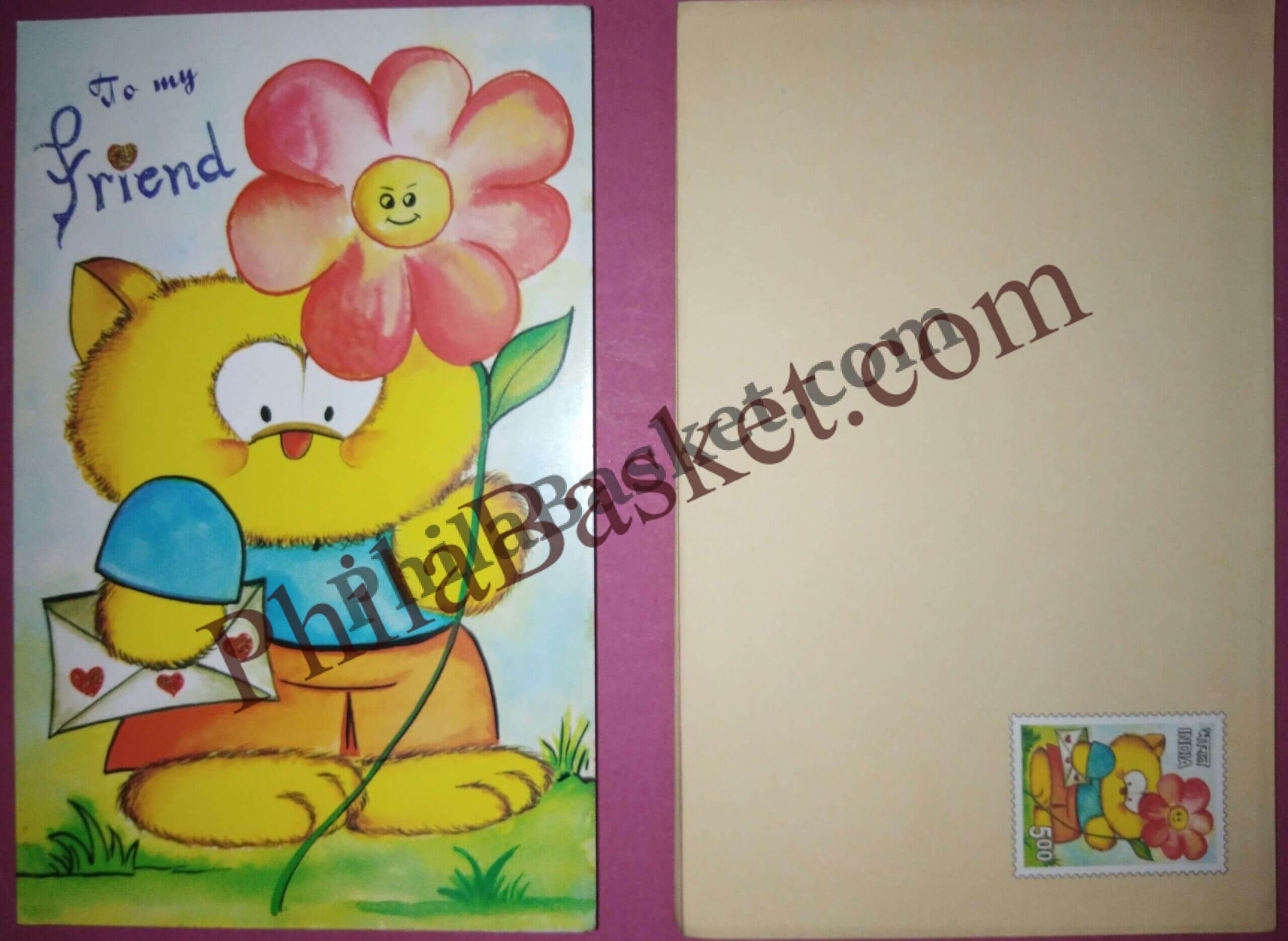 #GS224 - Friendship - 5 Rs Envelop With Card - General Purpose - Greeting Card India - 11th Series (46 Cards) - 18 Oct 2002