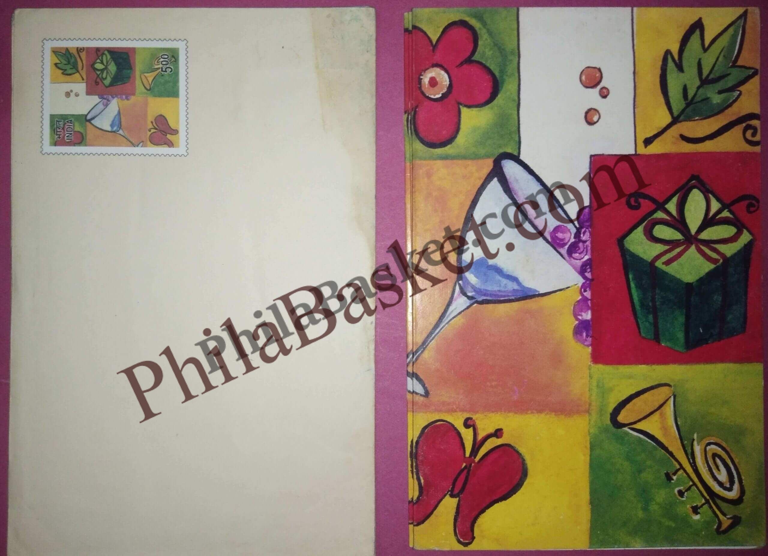 #GS235 - New Year - 5 Rs Envelop With Card - New Year - Greeting Card India - 11th Series (46 Cards) - 18 Oct 2002