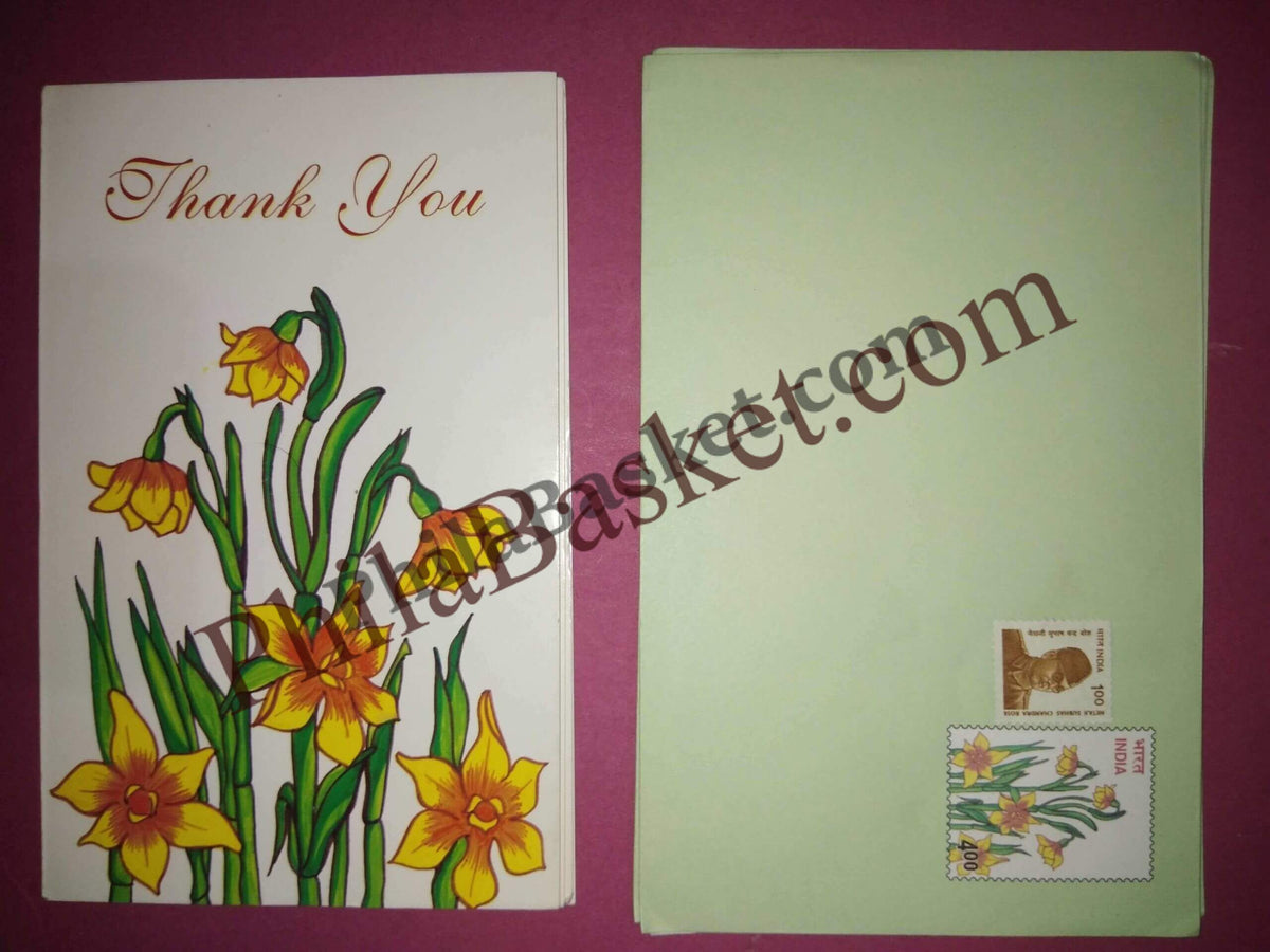 #GS86 - Thank You - 4 Rs Envelop With Card - General Purpose - Greeting Card India - 5th Series (15 Cards) - 1 Jul 2001