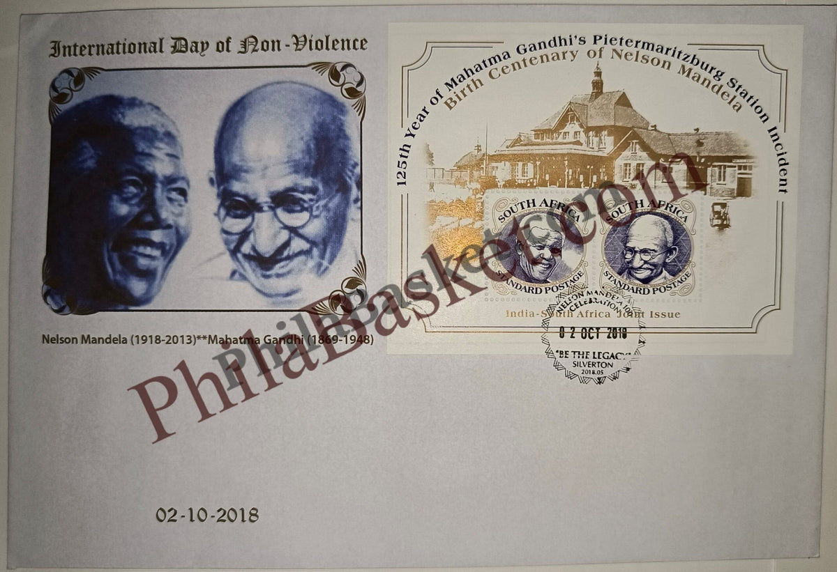 #JS140 - South Africa Gandhi India Joint Issue - Miniature Sheet First Day Cover - South Africa -  02 Oct 2018