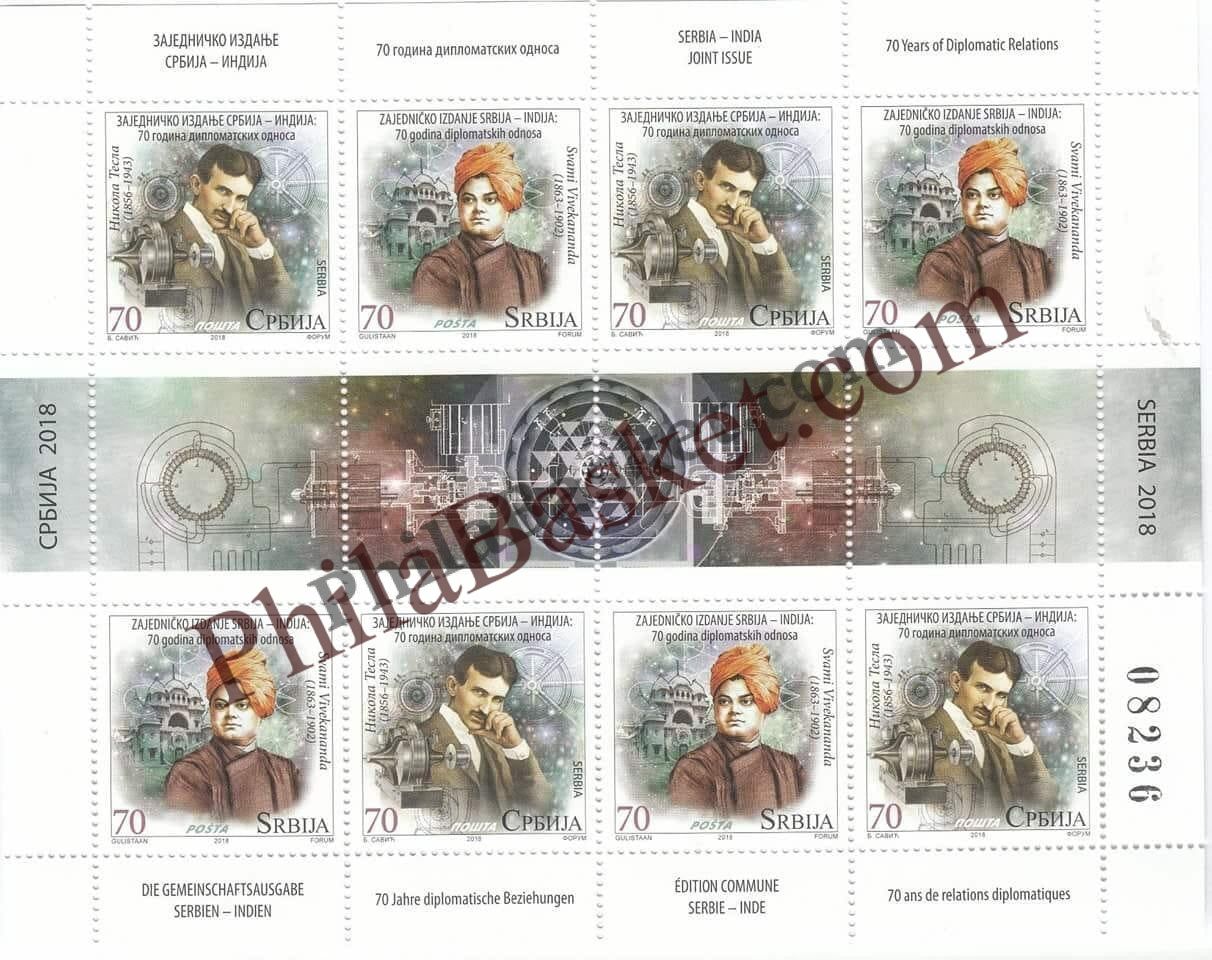 #JS145 - Serbia India Joint Issue - Sheetlet - Serbia -  15 Sep 2018