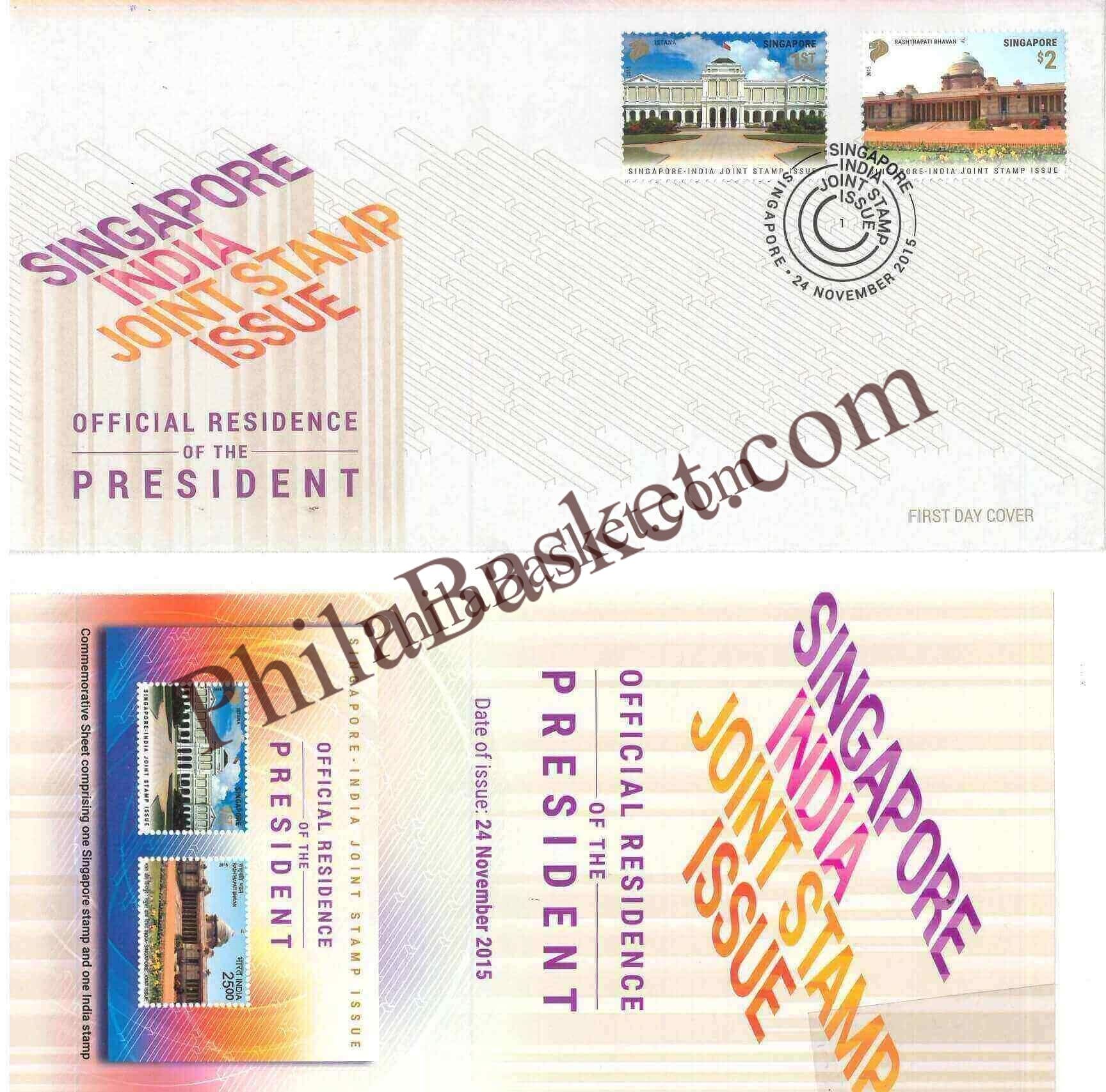 #JS79 - Singapore India Joint Issue - Stamp First Day Cover with Brochure- Singapore -  24 Nov 2015