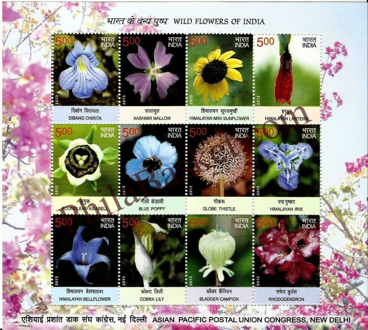 #MS120 - Wild Flowers of India (Mix Sheet 12 Stamps) - Miniature Sheet MS - MNH - India - 03 Sep 2013