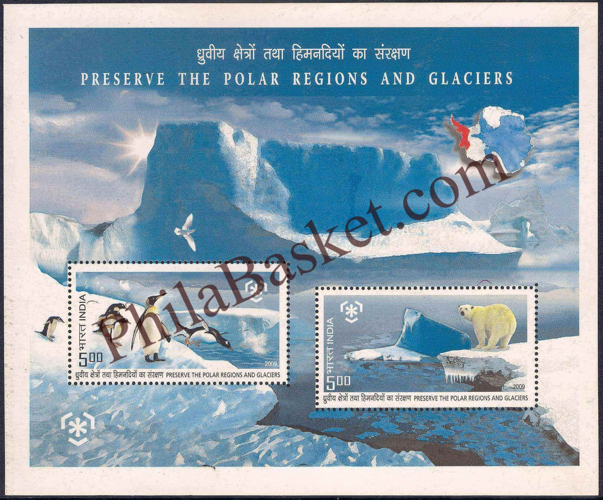 #MS80 - Preserve the Polar Regions and Glaciers - Miniature Sheet MS - MNH - India - 19 Dec 2009