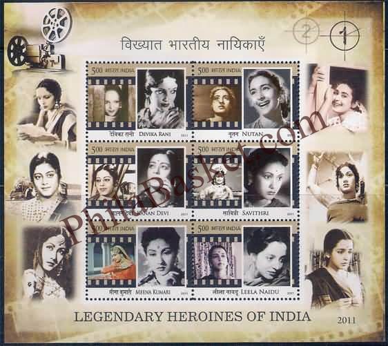 #MS96 - Legendary Heroines of India Cinema - Miniature Sheet MS - MNH - India - 13 Feb 2011