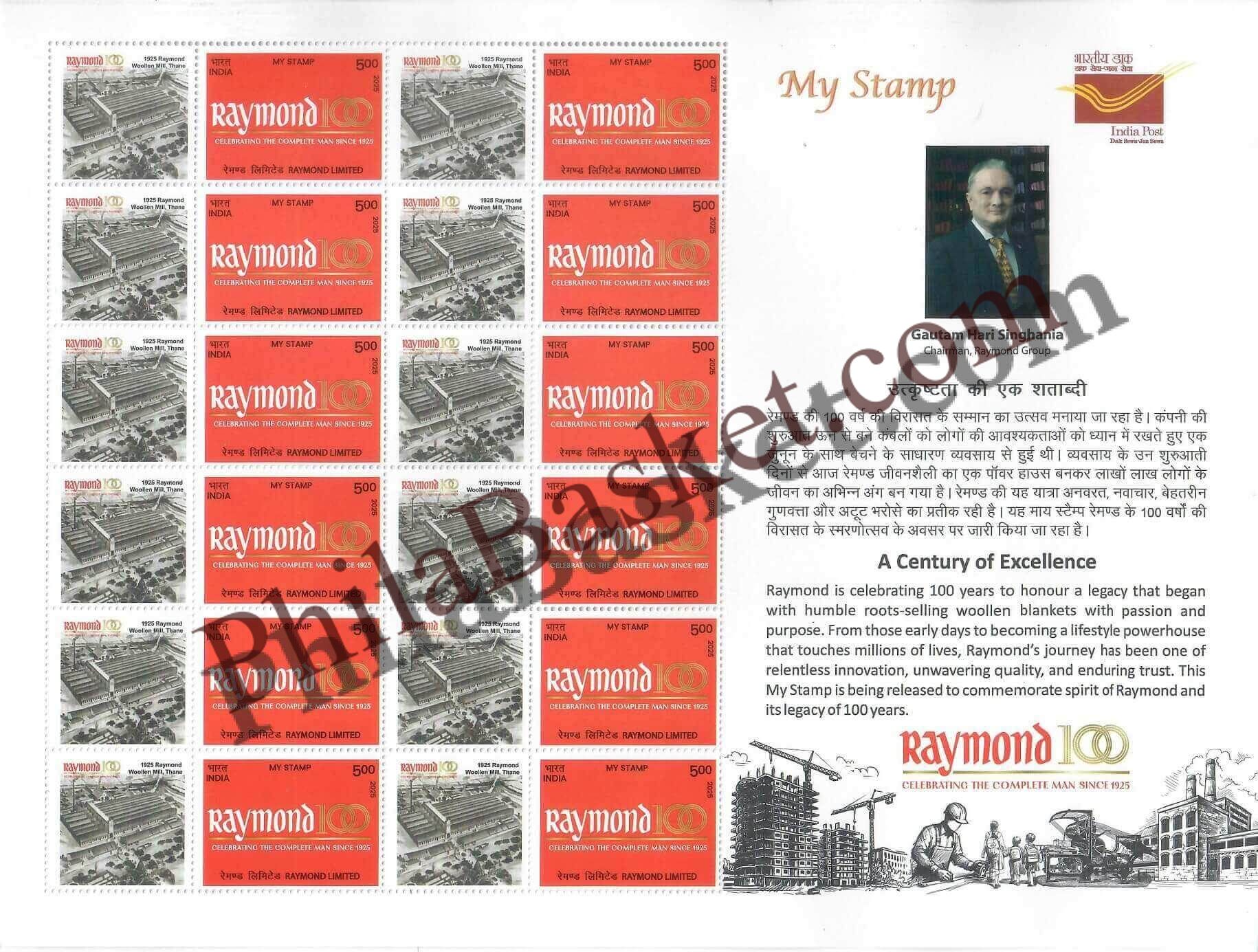 #MYS380 - Raymond - A Century of Excellence- Customize My Stamp - 10 Sep 2025