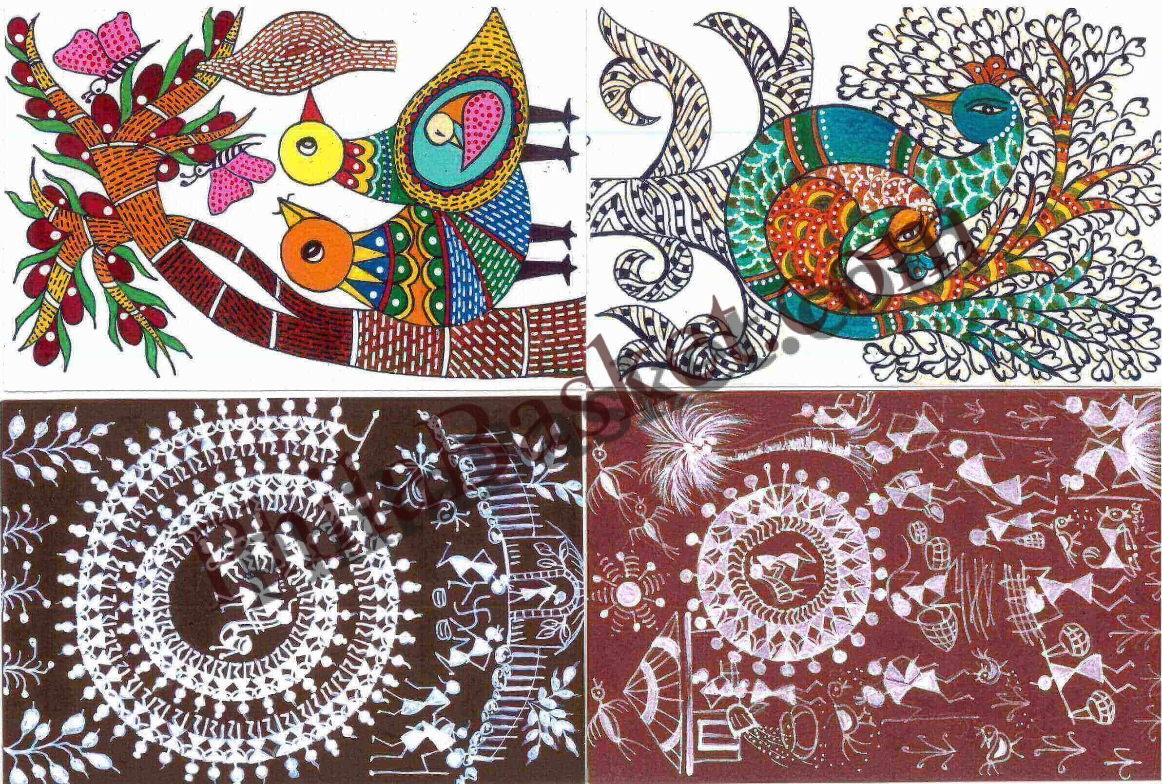#PC108 - Picture Postcard Set Tribal Paintings of Maharashtra (Set of 04) - Picture Postcard - Maharashtra - India - 07 Apr 2025