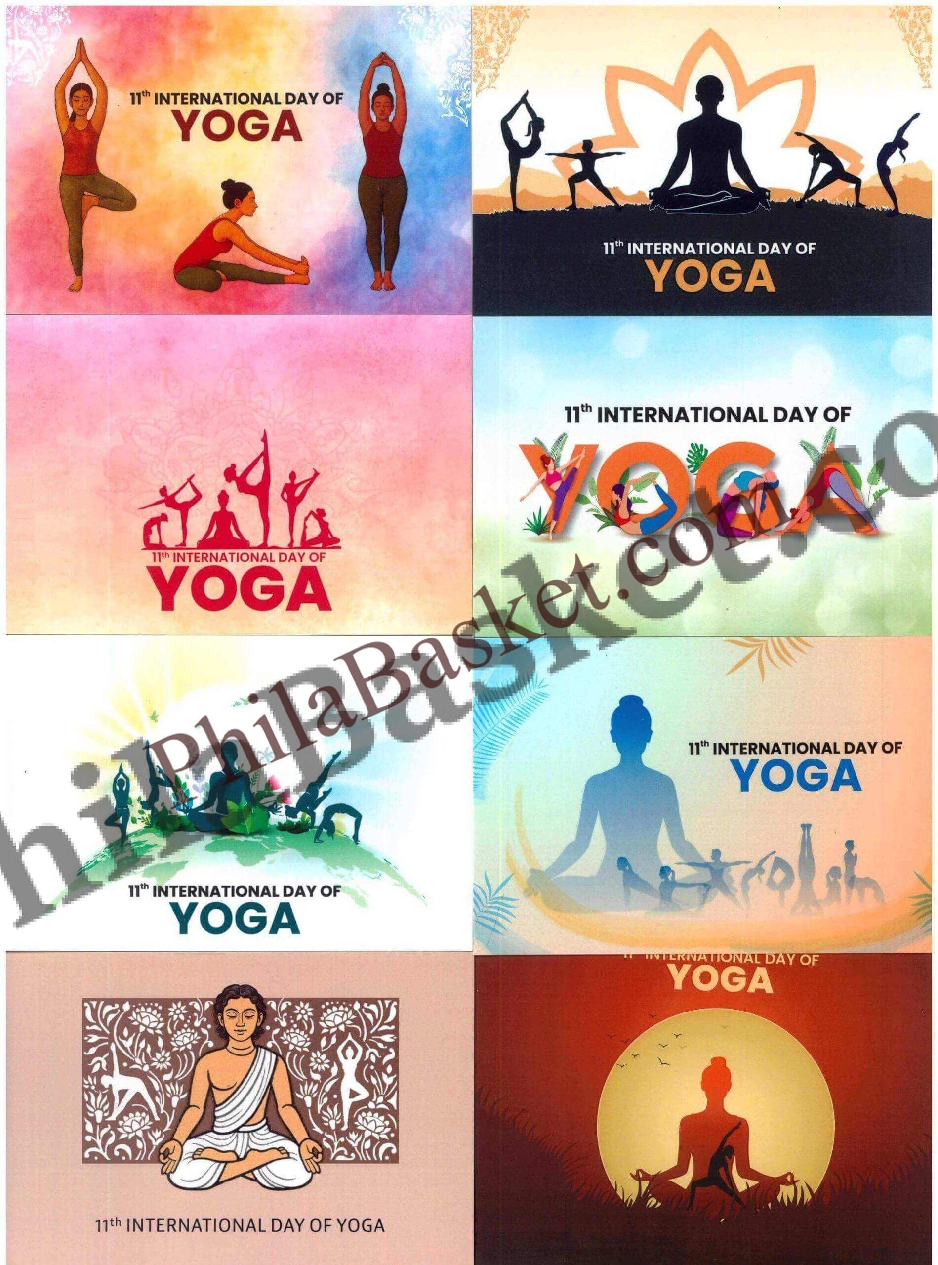 #PC124 - 11th International Day of Yoga (Set of 7) - Picture Postcard - New Delhi - India - 21 Jun 2025