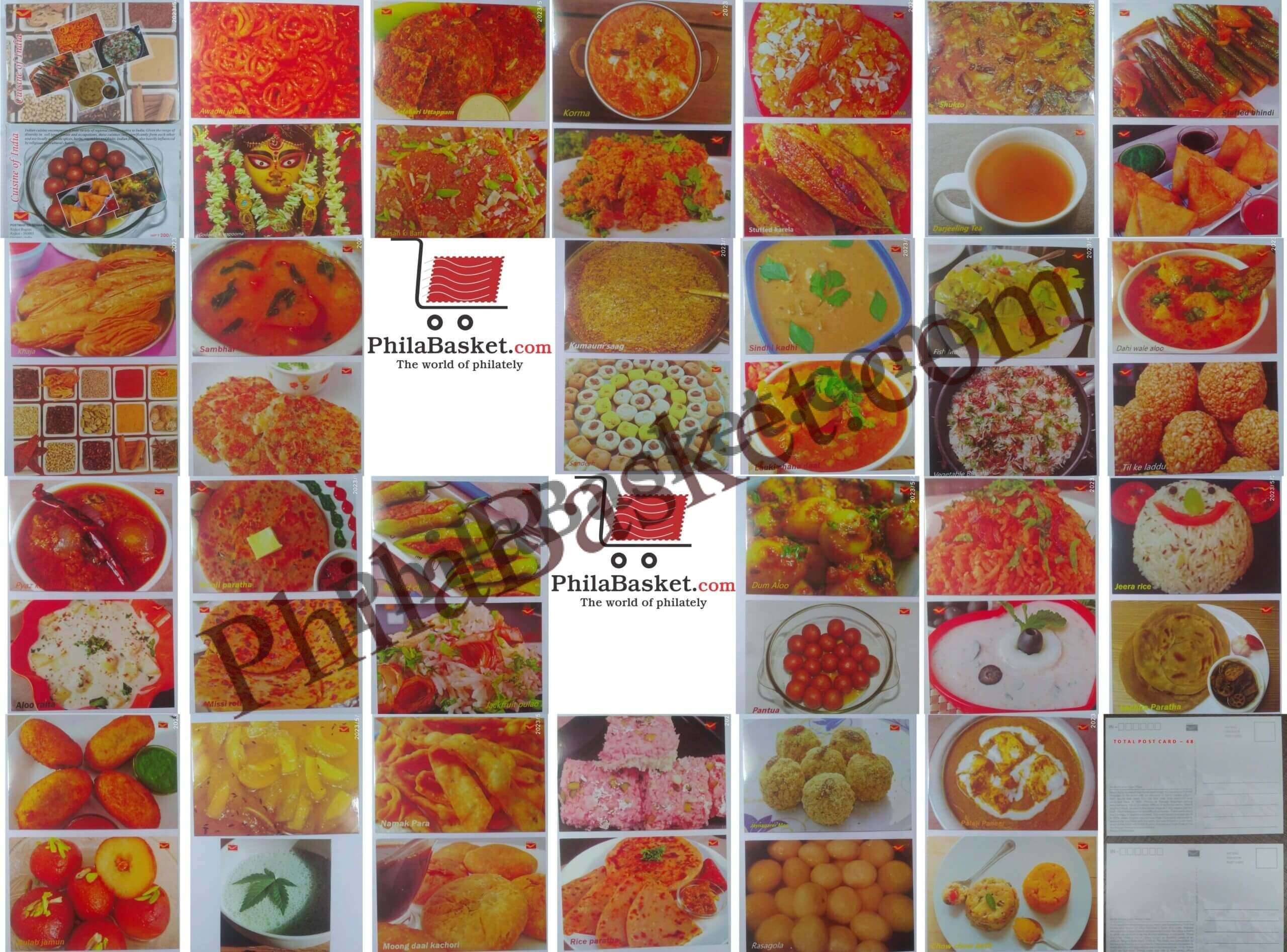 #PC24 - Picture Postcard on Cuisine of India by India Post ( Set of 48) - India - 2023