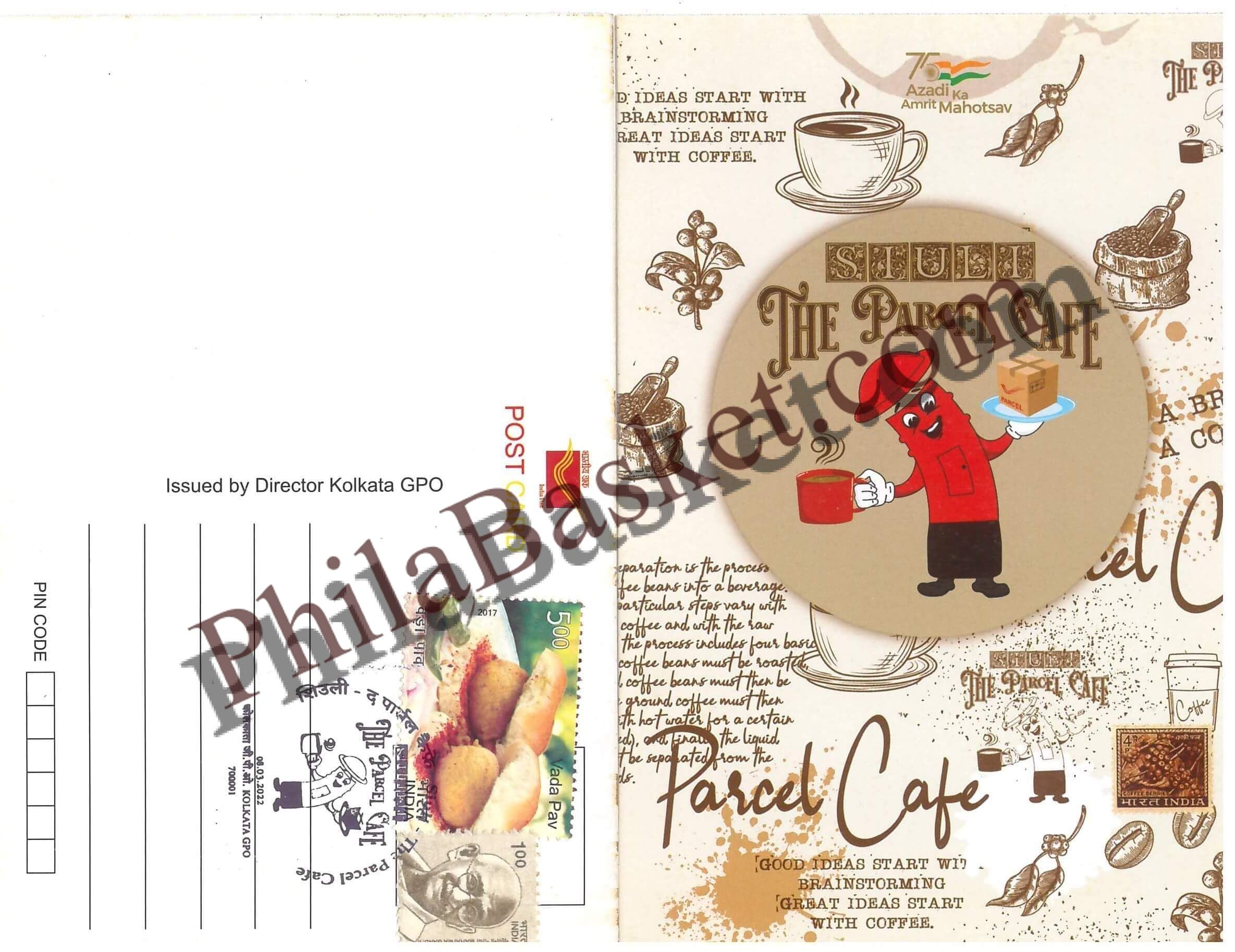 #PC29 - Picture Postcard on SIULI The Parcel Cafe with Relevant Stamp  - Kolkata - India - 08 Mar 2022