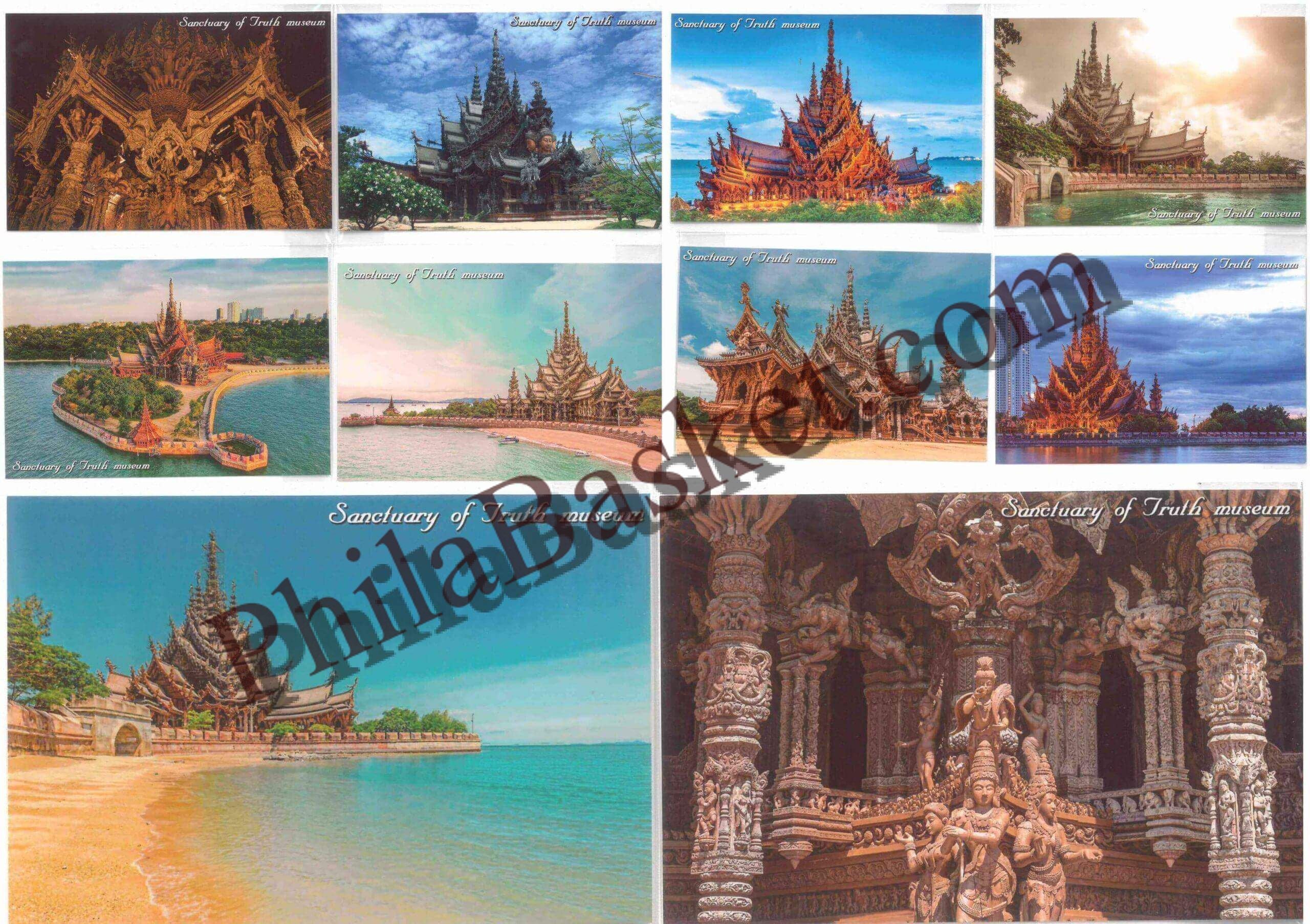 #PC50 - Sanctuary of Truth Museum (set of 10) Pure Wooden Temple - Picture Postcard - Thailand - 01 Jan 2020