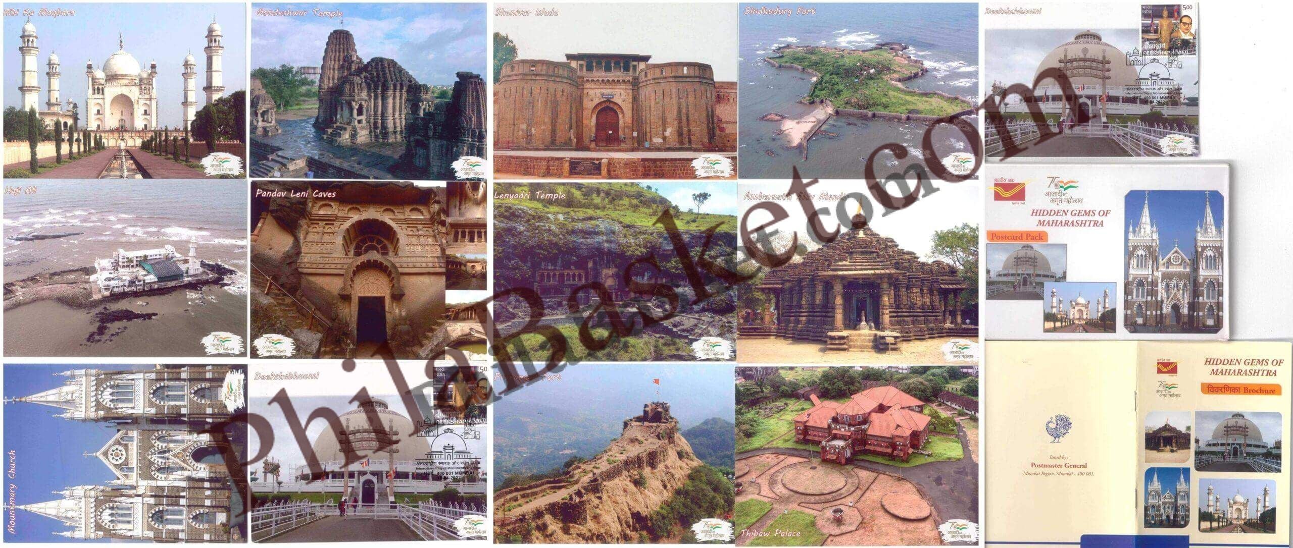 #PC69 - Hidden Gems of Maharashtra with 13 Crads (1 Cancelled) with Booklet (Set of 13)- Picture Postcard - Maharashtra - India - 18 Apr 2022