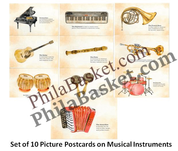 #PC78 - Musical Instruments (Set of 10) - Picture Postcard - Delhi - India - 05 Dec 2024