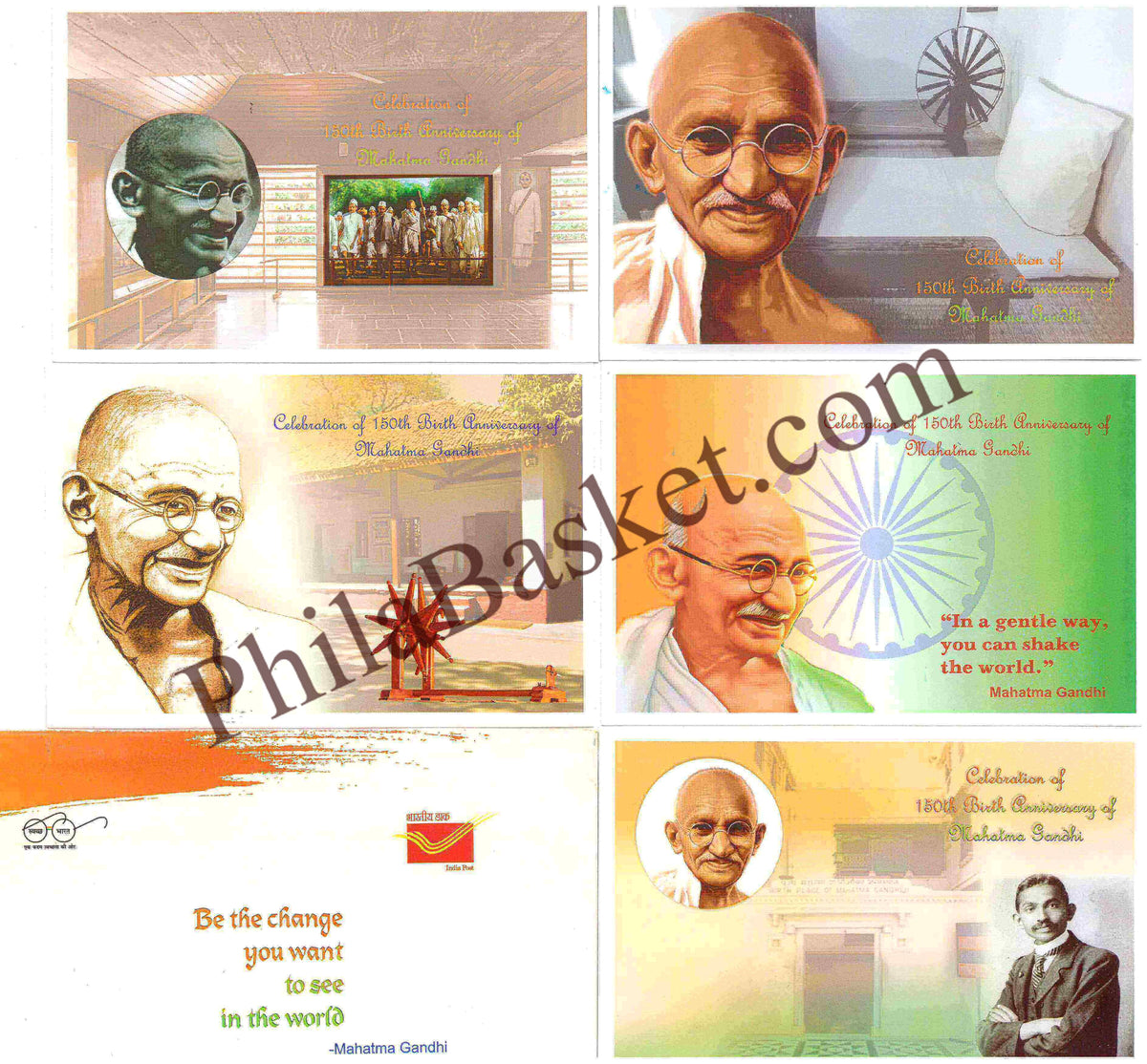 #PC87 - Celebration of 150th Birth Anniversary of Mahatma Gandhi (Set of 5) - Picture Postcard - New Delhi - India - 01 Jan 2021