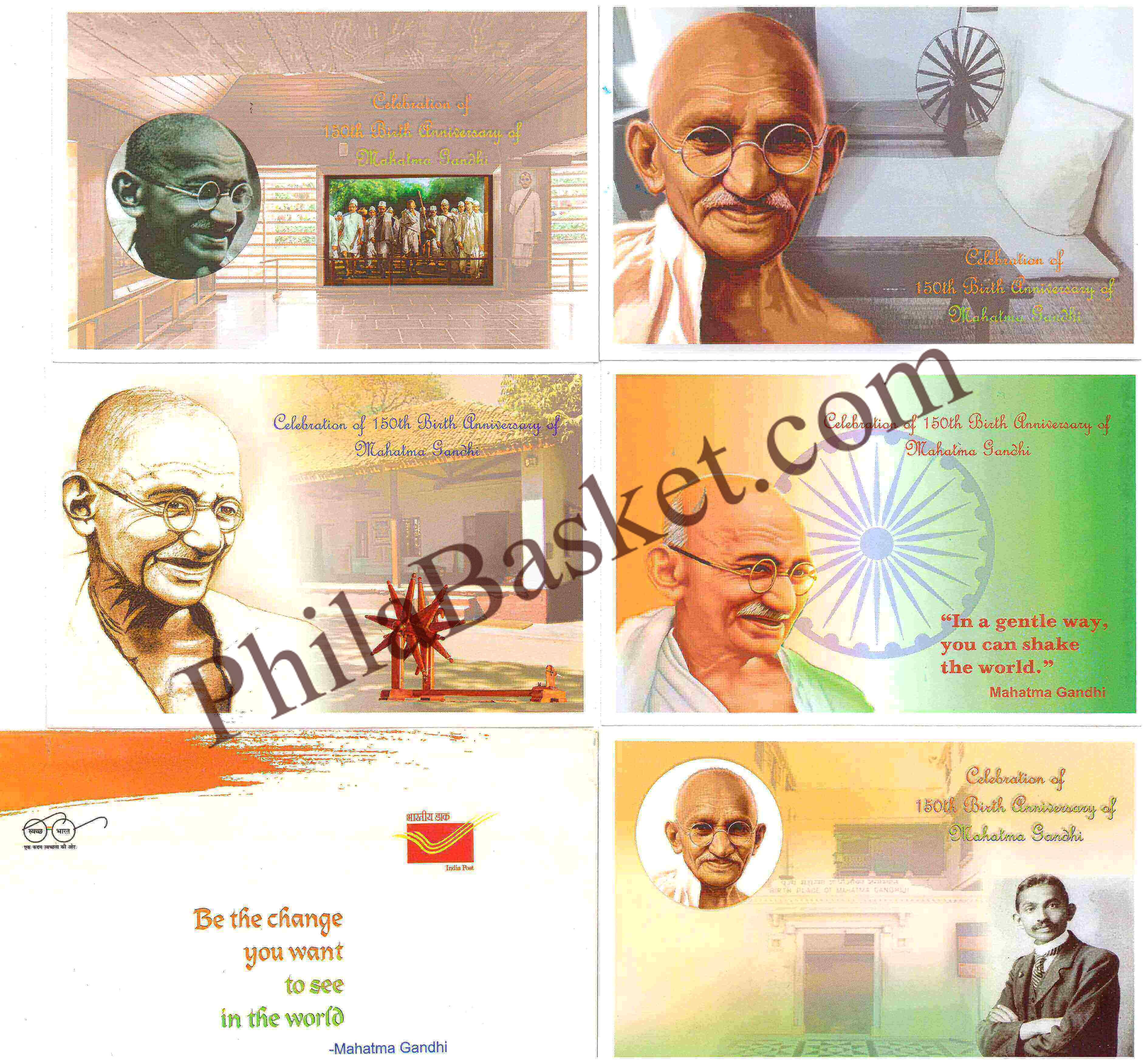 #PC87 - Celebration of 150th Birth Anniversary of Mahatma Gandhi (Set of 5) - Picture Postcard - New Delhi - India - 01 Jan 2021